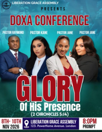 Brown Modern & Minimal Church Conference Flyer | Revival & Worship Event | Doxa Conference – Glory O Pamflet (Letter AS) template