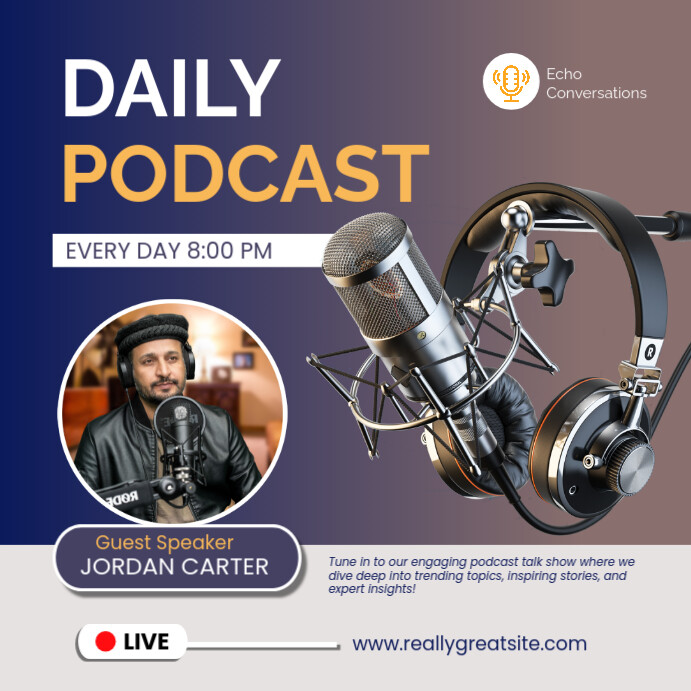 Brown Modern & Minimal Daily Podcast Instagram Post Wpis na Instagrama template