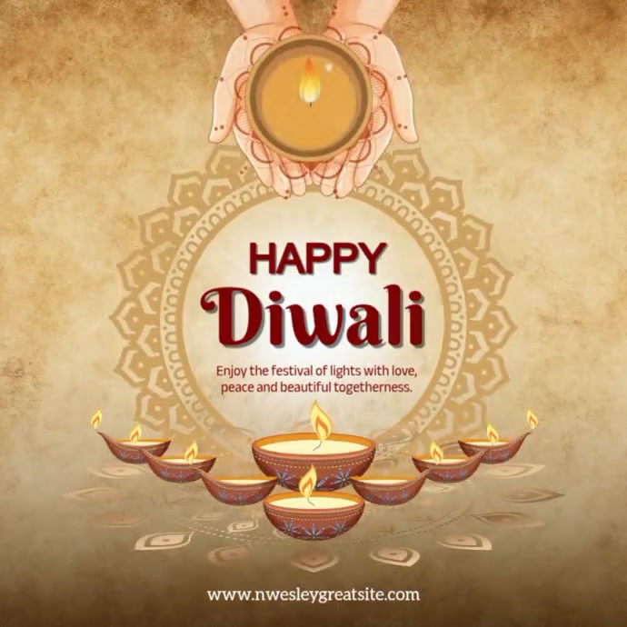 Brown Modern & Minimal Diwali Square (1:1) template