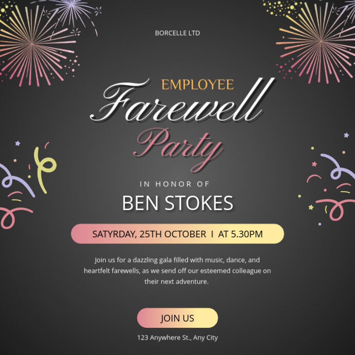 Plantilla de Brown Modern & Minimal Employee Farewell Party Invitation ...