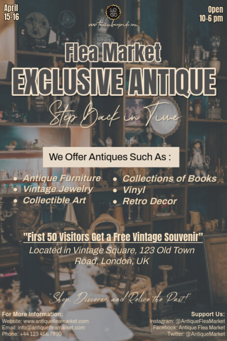 Brown Modern & Minimal Flea Market Exclusive Antique 2025 Best Offer Poster Plakat template