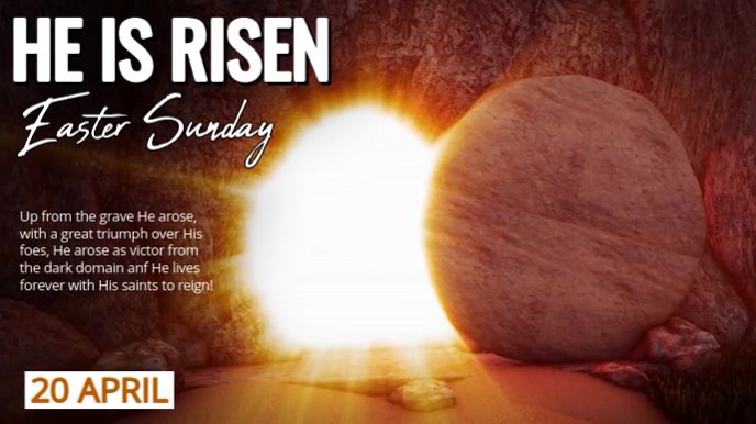 Brown Modern & Minimal He Is Risen Christian Easter Celebration Digital Display (16:9) template