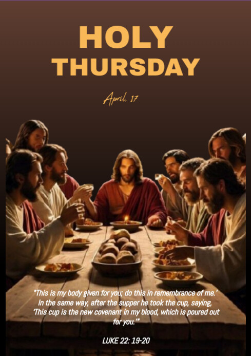 Brown Holy Thursday A4 Template | PosterMyWall