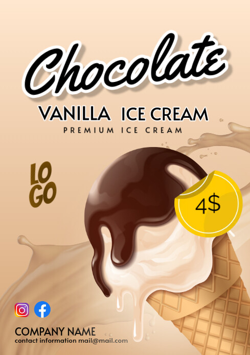 Brown Modern & Minimal Ice Cream A4 template