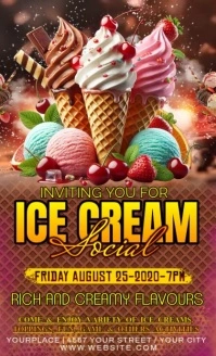 Brown Modern & Minimal Ice Cream Social Flyer Us Legal 美国正规 template