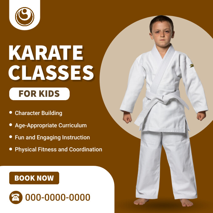 Brown Modern & Minimal Karate Classes Instagr Instagram-opslag template