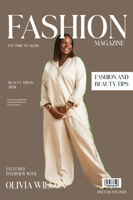 Brown Modern & Minimal Magazine Cover Design  Poster template