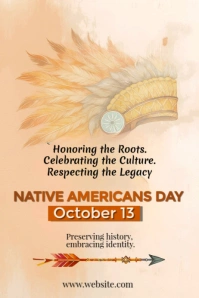 Brown Modern & Minimal Native Americans Day Poster Affiche template