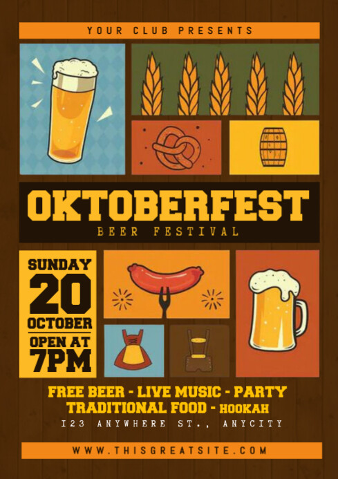 Brown Modern & Minimal Oktoberfest Festival A4 template