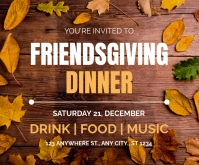 Brown Modern & Minimal Orange Friendsgiving dinner Persegi Panjang Sedang Medium Rectangle template