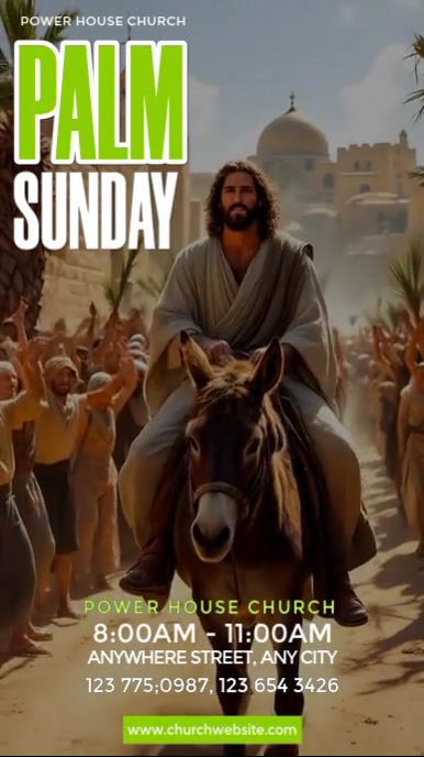 Brown Modern & Minimal Palm Sunday Service Video Digital Display (9:16) template