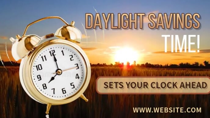 Brown Modern & Minimal Spring Forward Time Alert Youtube Thumbnail template