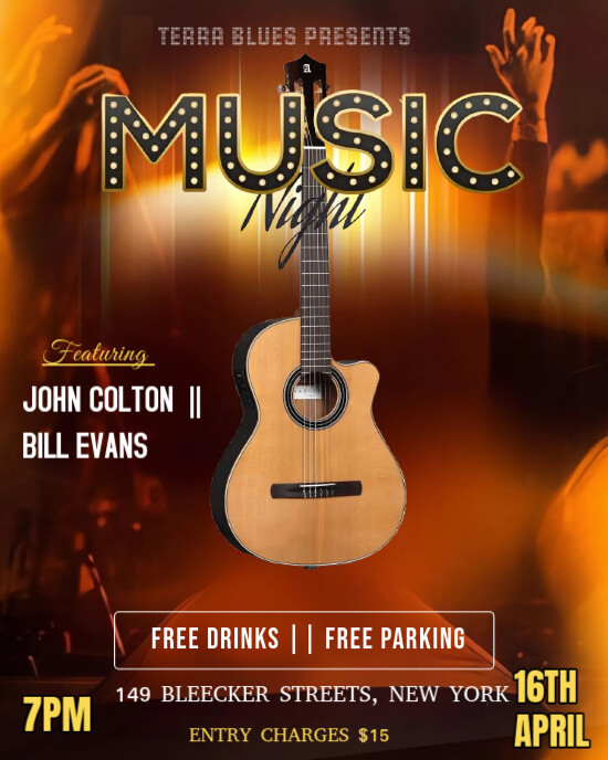 Brown Modern & Minimal The Image Is A Poster Design Template For A Music Night  Instagram Portrait