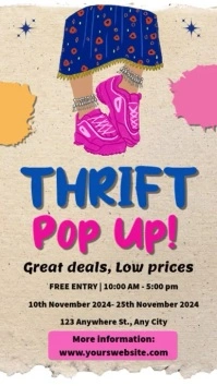 Brown Modern & Minimal Thrift Pop-up Sale Event  Reel Instagram template