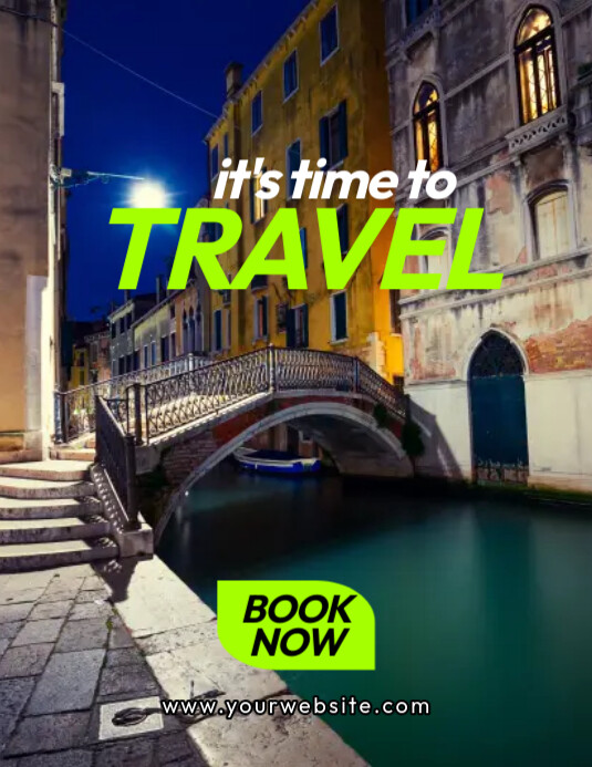 Brown Modern & Minimal Time To Travel Pamflet (letter As) 传单(美国信函) template