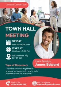 Brown Modern & Minimal Town Hall Meeting Poster Template A2