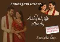 Brown Modern & Minimal Wedding Invitation  Postcard Postal template