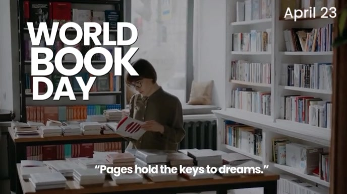 Brown Modern & Minimal World Book Day Celebration Digital Display (16:9) template