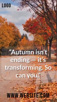 Brown Modern & Minimal “autumn Leaves In The Wind – Inspiring Fall Transformation” Digital Display ( template