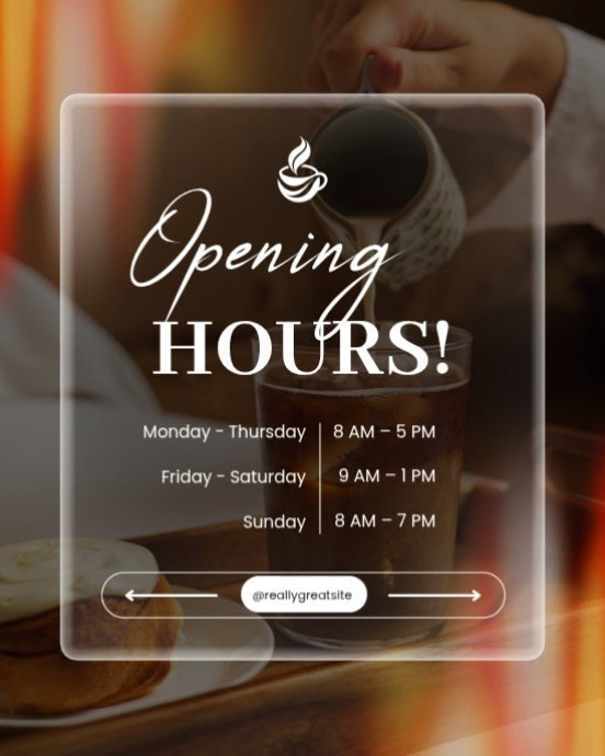 Brown Modern Opening Hours Announcement Instagram Post Template ...