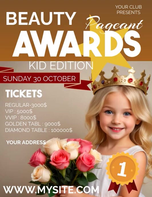 Pageant Screening Design Copy of Brown Moderno E Minimale Pageant Beauty Conte | PosterMyWall