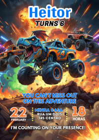 Brown Monster Truck Birthday Party A4 template