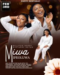 Brown Morden And Minimal Elegant Belated Birthday Flyer For women Instagram portrait Template