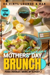 Brown  Mothers' Day Brunch  Poster Póster template