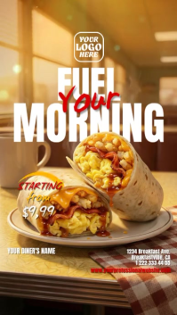 Brown Mouth-Watering Breakfast Burrito Menu Digital Signage Video Instagram-Story template