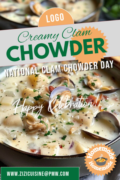 Brown National Clam Chowder Day Poster Template | PosterMyWall