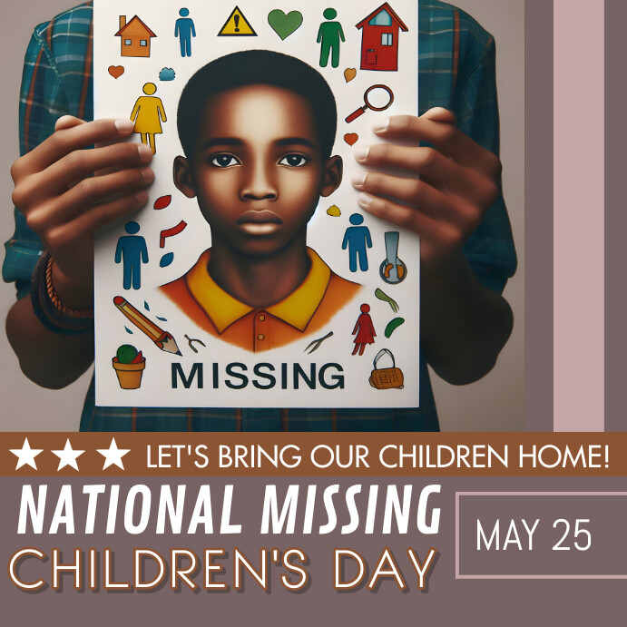 Brown National Missing Children's Day Insta Template PosterMyWall