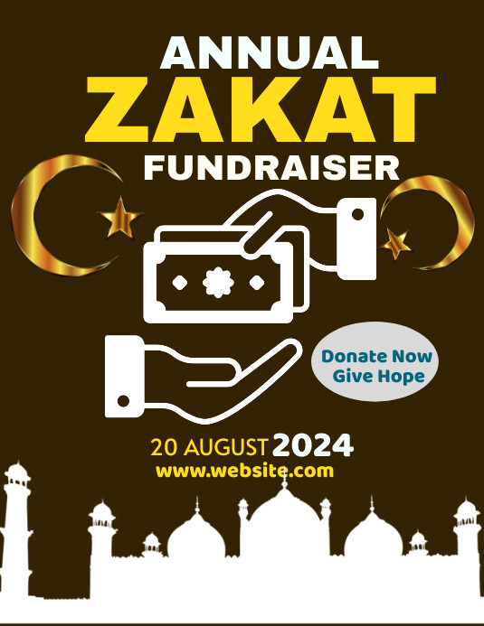 Brown Neon Annual Zakat Fundraiser Flyer (us template