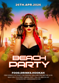 Brown Neon Beach Party A6 template