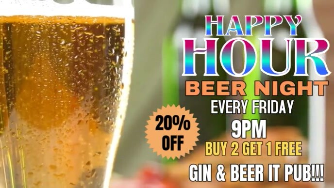 Brown Neon Beer Night Happy Hour Youtube Thumbnail template