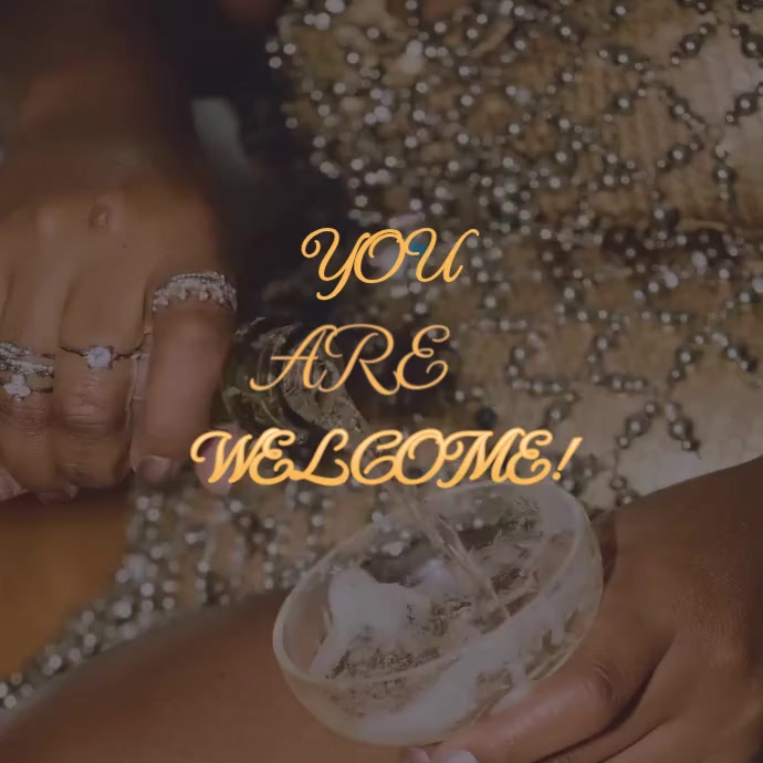 Brown Neon Black And Gold You're Welcome Instagram Post Wpis na Instagrama template