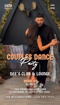 Brown Neon Black Background Gradient Couple's Dance Party Business Card Carte de visite template