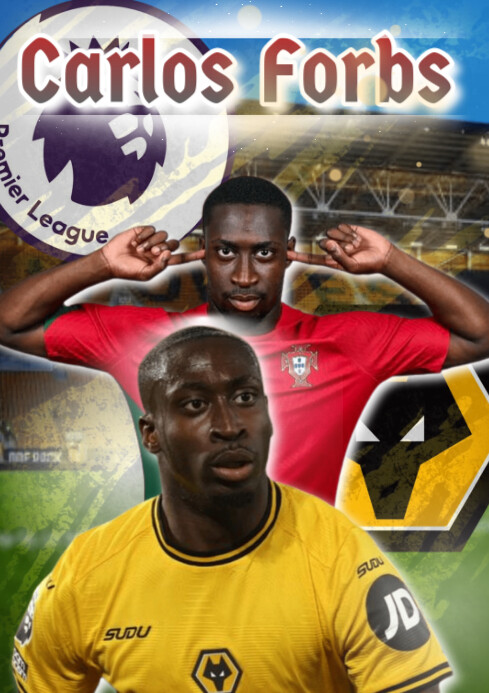 Brown Neon Carlos Forbs Wolverhampton Football Sport A4 template