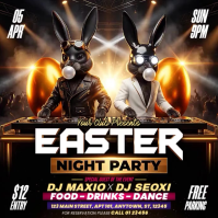 Brown Neon Easter Night Party Square Video template