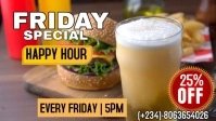 Brown Neon Food Menu Happy Hour Youtube Thumbnail template