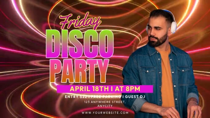 Brown Neon Friday Disco Party Pos Twitter Iphosti le-Twitter template