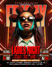 Brown Neon Friday Ladies Night Party  Flyer (us Letter) template
