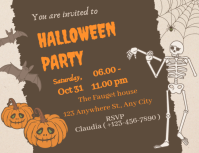 Brown Neon Halloween Party 2025 Flyer (us Letter) template