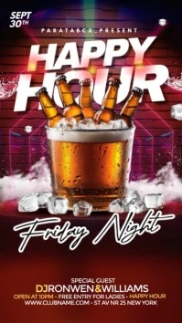 Brown Neon Happy Hour Friday Night Instagram template
