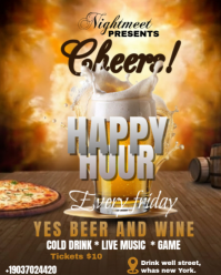 Brown Neon Happy Hour  Instagram Portrait template