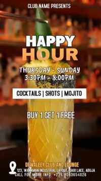 Brown Neon Happy Hour Instagram Story template