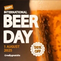 Brown Neon International Beer Day Promo  Instagram Post template