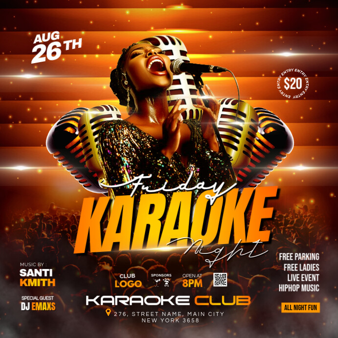 Brown Neon Karaoke And Ladies Night Party Instagram  Instagram Instagram Post template