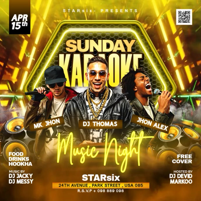 Plantilla de Brown Neon Karaoke Night Instagram Post Video | PosterMyWall