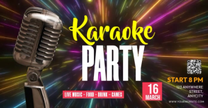 Brown Neon Karaoke Party Gambar Bersama Facebook template