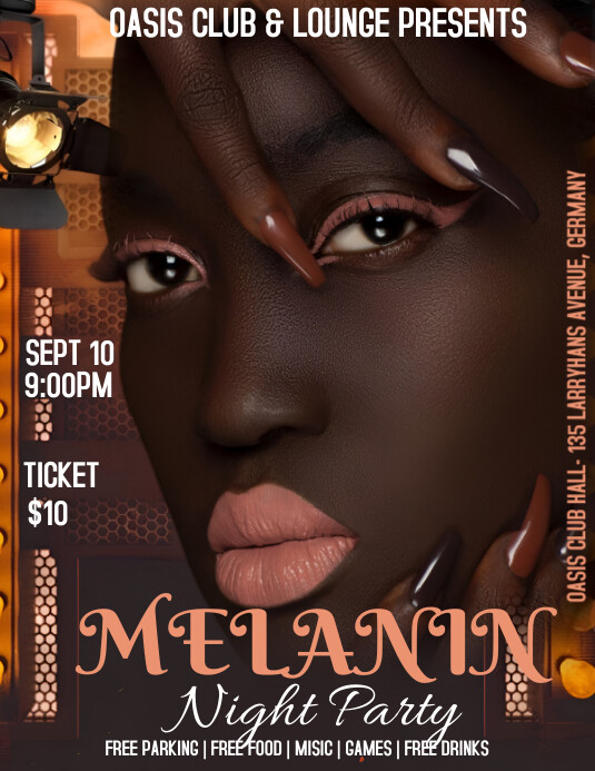 Brown Neon Melanin Night Party Flyer (us Lett template